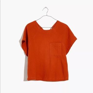 Madewell Lightspun Renwood Button-Back Top in Sunfaded Clay Size Medium